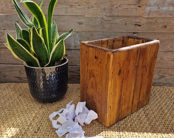 Reclaimed Wooden Waste Paper Bin / Rustic Waste Paper Basket / Home Office Rubbish Bin / Waste Basket / Office Litter Bin / Paper Waste Box