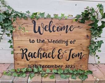 Hand Painted A1 Personalised 'Welcome to Our Wedding' Signage Board / Pallet Wood Sign / Wedding Reception / Wedding Decor / Wedding Signage