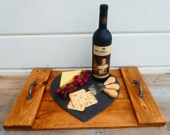 Rustic Wooden Serving Board / Hand Crafted Cheese Board / Reclaimed Pallet Wood Tray / Farmhouse Tray / Breakfast In Bed / Kitchen Tray