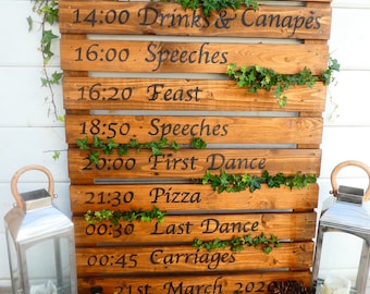 Hand Painted Rustic Personalised 'Order Of The Day' Wedding Sign / Pallet Wood Sign / Order Of Events / Wedding Reception / Wedding Decor