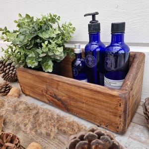 Rustic Wooden Bathroom Storage / Vanity Box / Bottle Storage / Toiletries Storage / Bathroom Accessory Organiser / Rustic Bathroom Decor