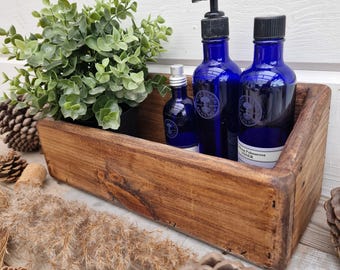 Rustic Wooden Bathroom Storage / Vanity Box / Bottle Storage / Toiletries Storage / Bathroom Accessory Organiser / Rustic Bathroom Decor