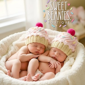 Cupcake Mütze Strickmuster PDF | Regenbogen Sprinkles Mütze, Baby bis Erwachsenen Größen | neues Baby Geschenk, Neugeborenen Hut, Baby Mädchen Hut, Babyparty