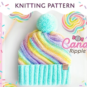 Candy Ripple Hat | Knitting Pattern ONLY | PDF download | Sizes Newborn - Adult | Sweet Beanies Boutique Original Design | baby hat
