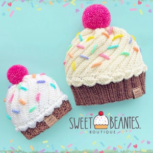 Cupcake Hat CROCHET Pattern ONLY PDF download Sizes Newborn Adult Sweet Beanies Boutique Original Design baby birthday image 7