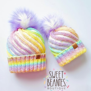 Candy Ripple Beanie Knitting Pattern | Swirl Hat PDF, Baby to Adult Sizes (Instant Download)