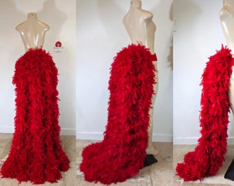 Floor-Length Feather Bustle Train Skirt Tail Fantail Feather Bustle Boa for dance carnival showgirl burlesque cosplay