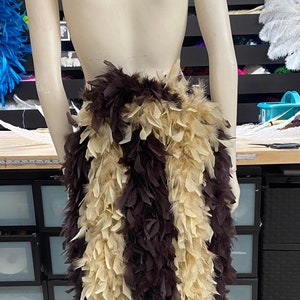 Earth  Brown tribal  Colors  long feather tail bustle carnival samba pageant hora loca brown and tan boas