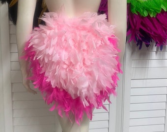 Flamingo colors tail light pink and hot pink simple Feather Bustle Boa tutu costume showgirl burlesque Proudly made in the USA