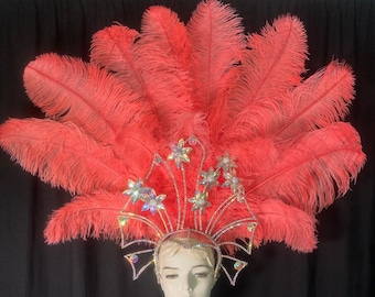 Large Samba headpiece feather Piece Fantasy Fest Carnival Showgirl Headpiece Vegas showgirl