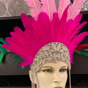 Flamingo Farben Pink und Pink Feder Kopfschmuck Samba Kostüm Feder Fantasy Fest Karneval Showgirl Set