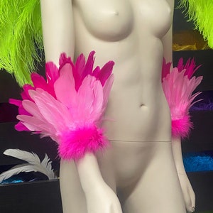 Flamingo costume arm pieces and hair pin light pink and hot pink simple costume showgirl burlesque Proudly made in the USA
