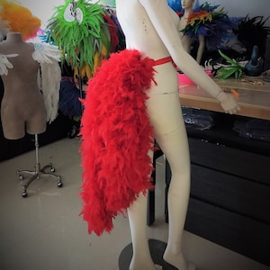 Gran abanico de cola de plumas largas con cubierta trasera, tutú de boa con polisón de plumas, cinturón de plumas, DISFRAZ DE CORISTA BURLESQUE