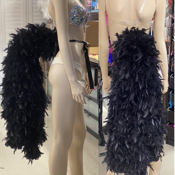 Black Pony Tail style Large Long Feather Tail Fan tail back cover Feather Bustle Boa tutu feather belt COSTUME SHOWGIRL BURLESQUE