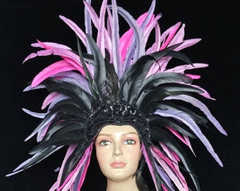 Prime Cocktail Feather Carnival Headdress Showgirl Hat costume "Cher Style" economical version