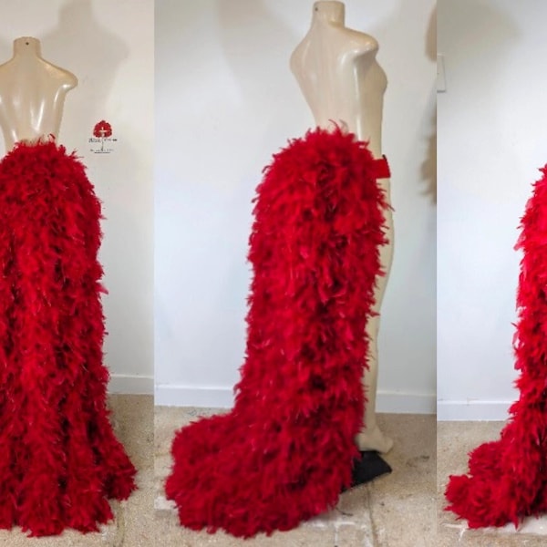 Floor-Length Feather Bustle Train Skirt Tail Fantail Feather Bustle Boa for dance carnival showgirl burlesque cosplay