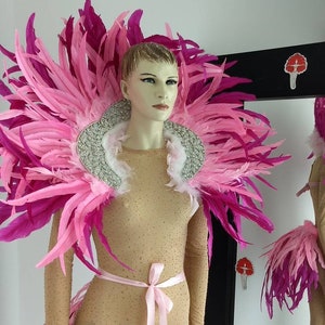 Cocktail Feather Collar Piece with crystal details and cocktail feather tail carnival samba pageant hora loca
