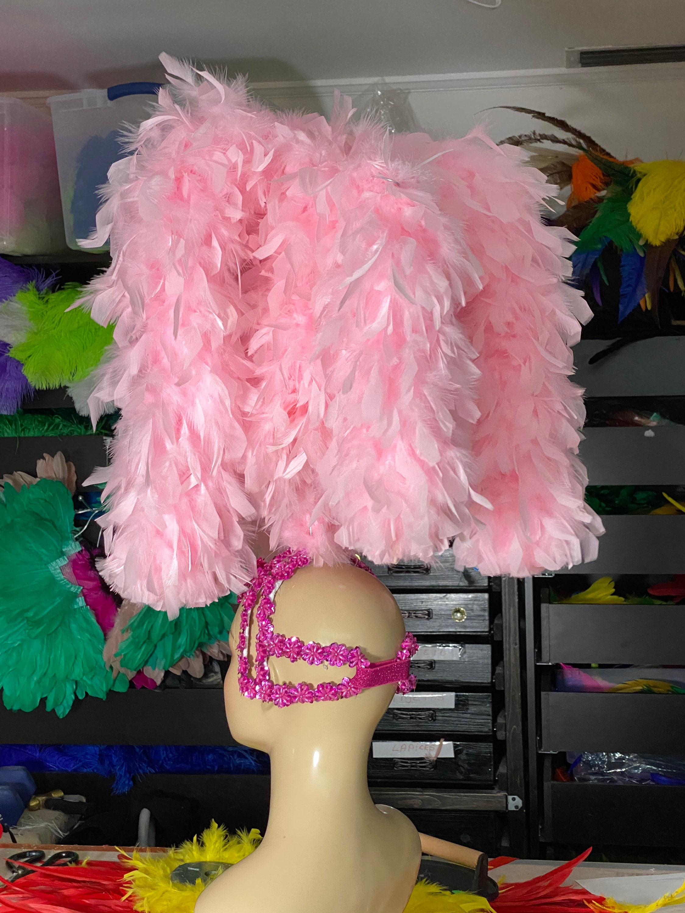 Showgirl Headdress Samba Headpiece Pink Feather Headdress Carnival ...
