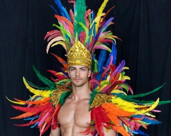 Sequin Ares Feather Shoulder Piece Epaulet wings Samba costume Tribal male female carnival king queen