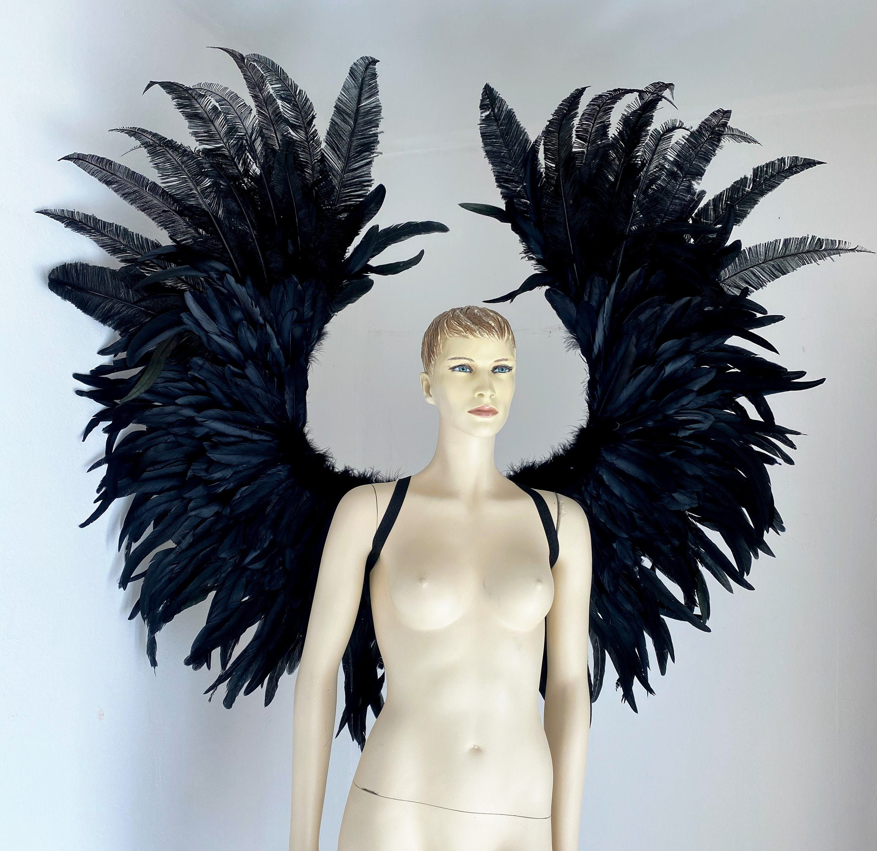 Extra Large Gold Angel Wings Cosplay Dance Costume Rave Samba Halloween Burlesque Show Girl Black