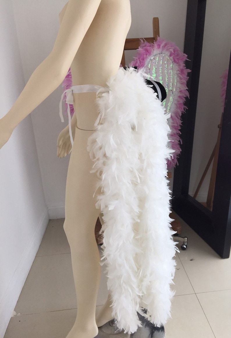 Large Burlesque Costume Feather Bustle Showgirl Costume Feather Skirt Long Feather Tail Feather Train Boa Bustle image 4