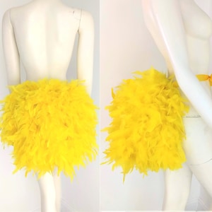 Yellow Economical Feather Tail Fan tail back Bustle Boa tutu costume showgirl burlesque Proudly made in the USA and shipped from the USA