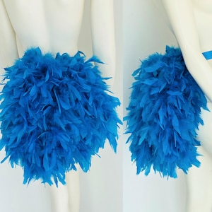 Turquoise Blue Feather Tail Fan tail back Bustle Boa tutu costume showgirl burlesque Proudly made in the USA and shipped from the USA