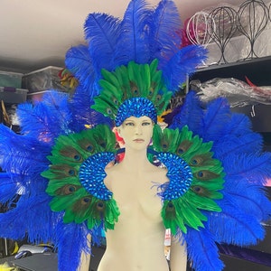 Peacock Carnival Costume feathers samba Costume Angel Wings Fantasy Fest Carnival Showgirl Set Hora Loca