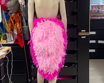 Extra Large Long Feather Tail Fan tail back Feather Bustle Boa tutu feather belt COSTUME SHOWGIRL BURLESQUE Flamingo colors Pink Hot Pink