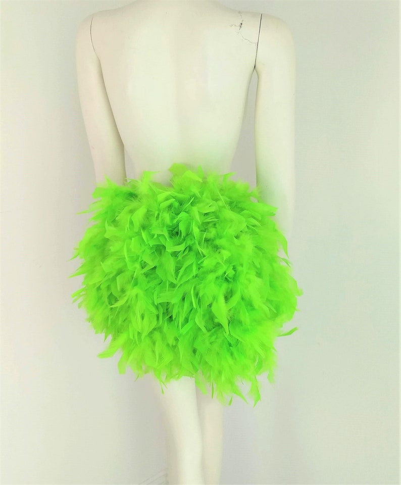 Simple Economical Feather Tail Fan tail back Bustle Boa tutu costume showgirl burlesque Proudly made in the USA and shipped from the USA Lime Green