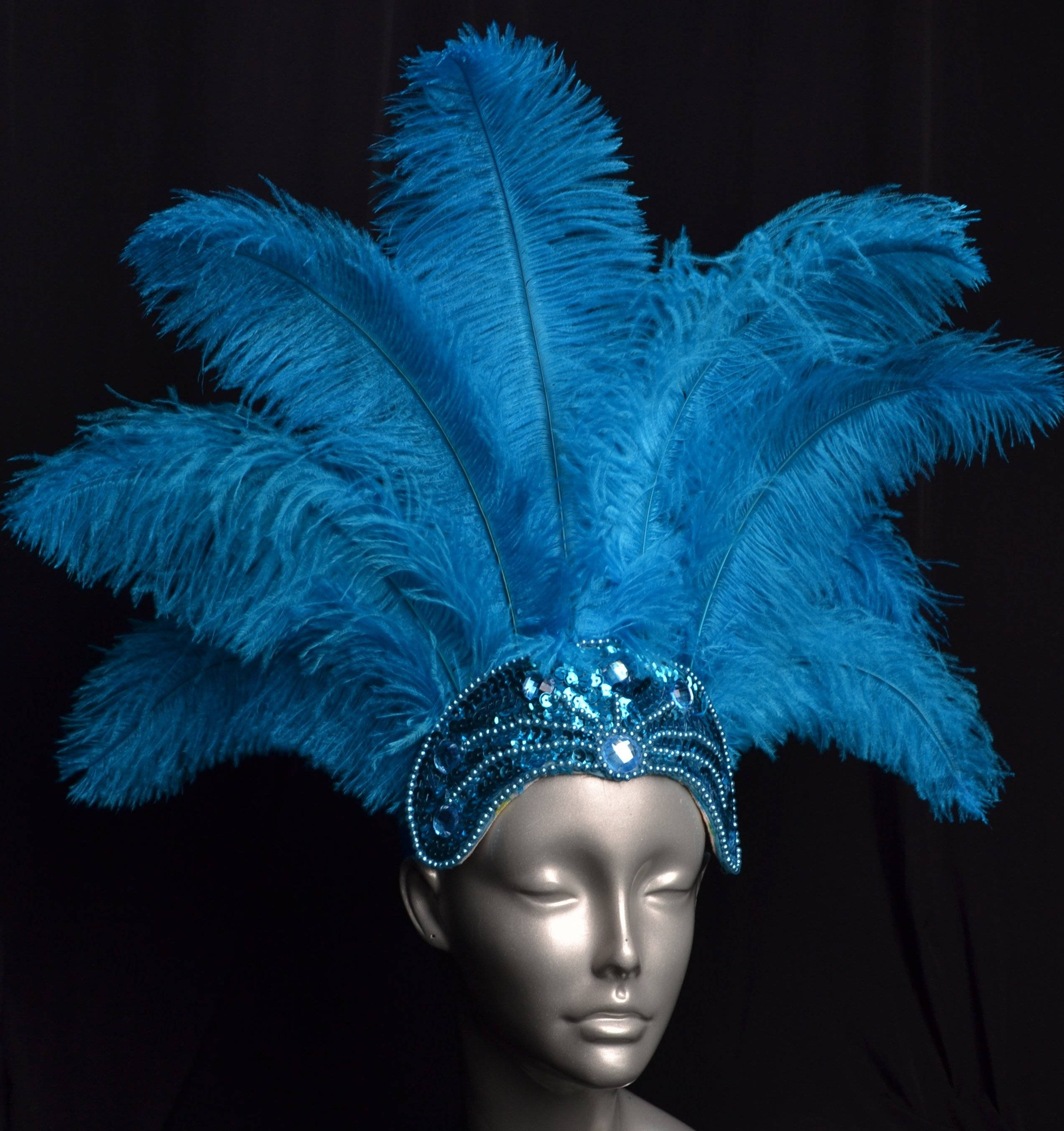 Turquoise Blue Carnival Feather Headdress Etsy