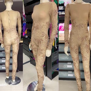 Sheer Sequin Bodysuit Cat suit Jumpsuit