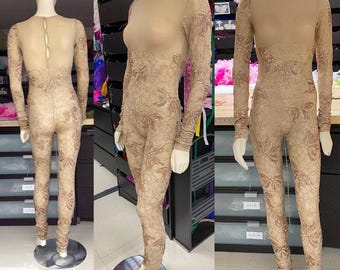Sheer Sequin Bodysuit Cat suit Jumpsuit