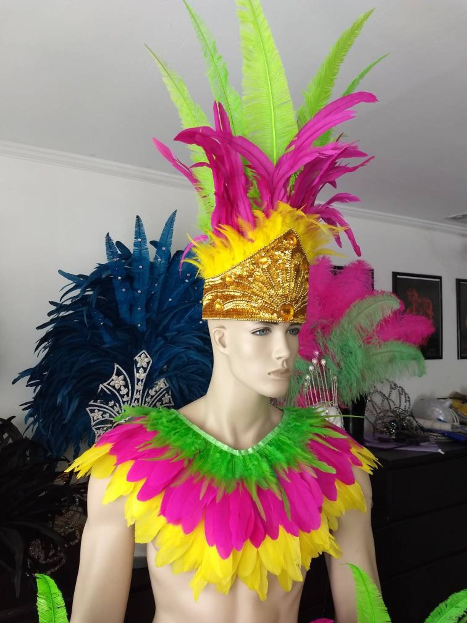 Male Samba Costume Set feather Piece Parade Feather Fantasy Etsy