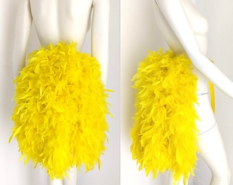 Yellow Thick Feather Tail Fan tail back cover Feather Bustle Boa tutu feather belt COSTUME SHOWGIRL BURLESQUE