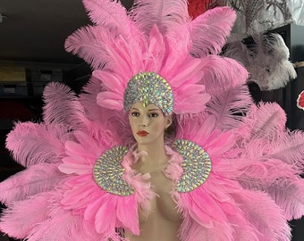 Rihanna Carnival Costume feathers rhinestone Samba Costume Angel Wings Fantasy Fest Carnival Showgirl Set Hora Loca