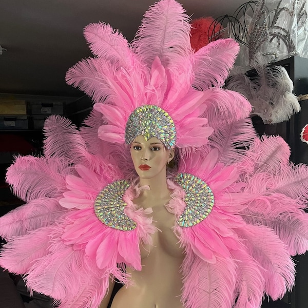 Rihanna Carnival Costume feathers rhinestone Samba Costume Angel Wings Fantasy Fest Carnival Showgirl Set Hora Loca