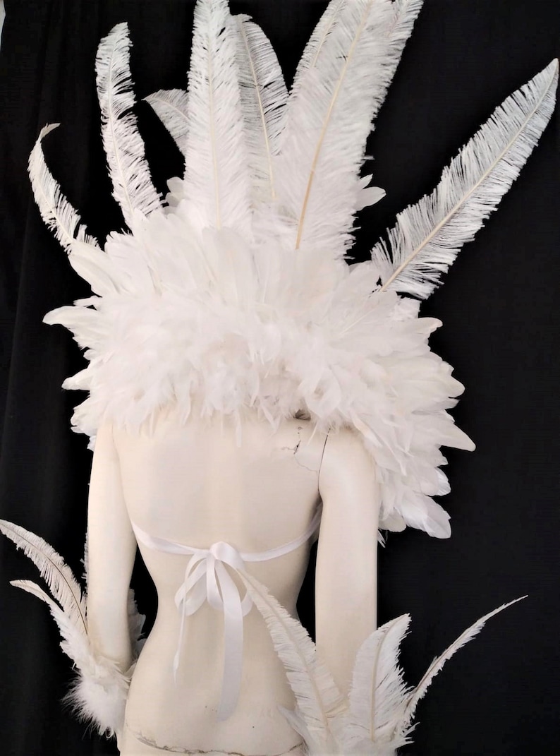 White Samba Costume Feather Piece Angel Wings Feather Fantasy Etsy