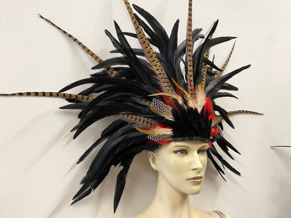 Headdress of black feathers Los Vegas style Amazon.com: Arsimus Showgirl Feather Headdress (Black  main image 4