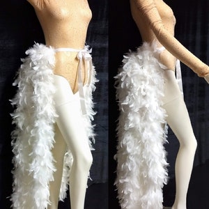 Large Burlesque Costume Feather Bustle Showgirl Costume Feather Skirt Long Feather Tail Feather Train Boa Bustle image 8
