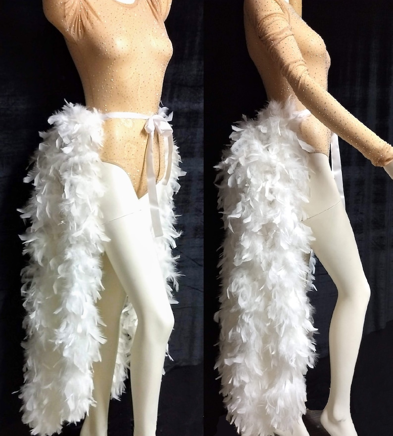 Large Burlesque Costume Feather Bustle Showgirl Costume Feather Skirt Long Feather Tail Feather Train Boa Bustle image 8