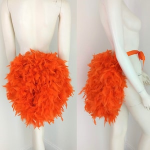 Orange Economical Feather Tail Fan tail back Bustle Boa tutu costume showgirl burlesque Proudly made in the USA and shipped from the USA