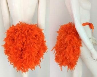 Orange Economical Feather Tail Fan tail back Bustle Boa tutu costume showgirl burlesque Proudly made in the USA and shipped from the USA