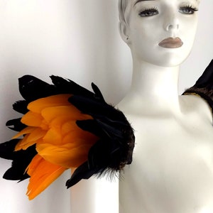 Feather epaulets Feather Carnival Set Shoulder Pieces  showgirl carnival pageant jaguar leopard animal print feathers