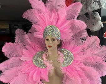 Rihanna Carnival Costume feathers rhinestone Samba Costume Angel Wings Fantasy Fest Carnival Showgirl Set Hora Loca
