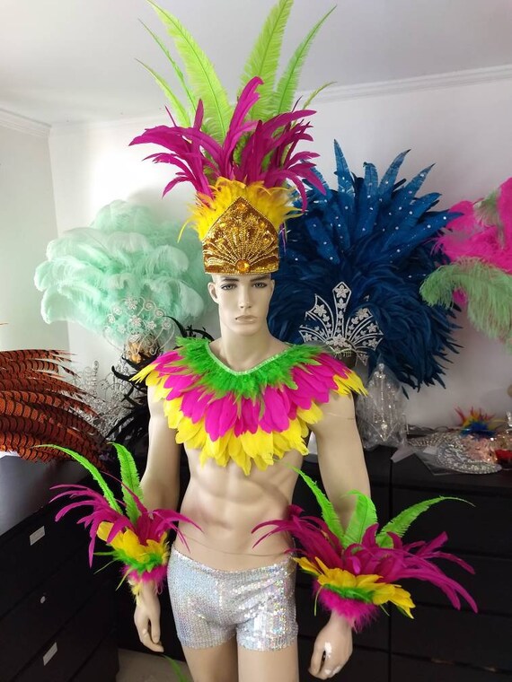 Male Samba Costume Set Feather Piece Parade Feather Fantasy Etsy Male Samba Costume Set Feather Piece Parade Feather Fantasy Etsy