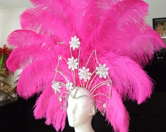 Large Samba headpiece feather Piece Fantasy Fest Carnival Showgirl Headpiece Vegas showgirl