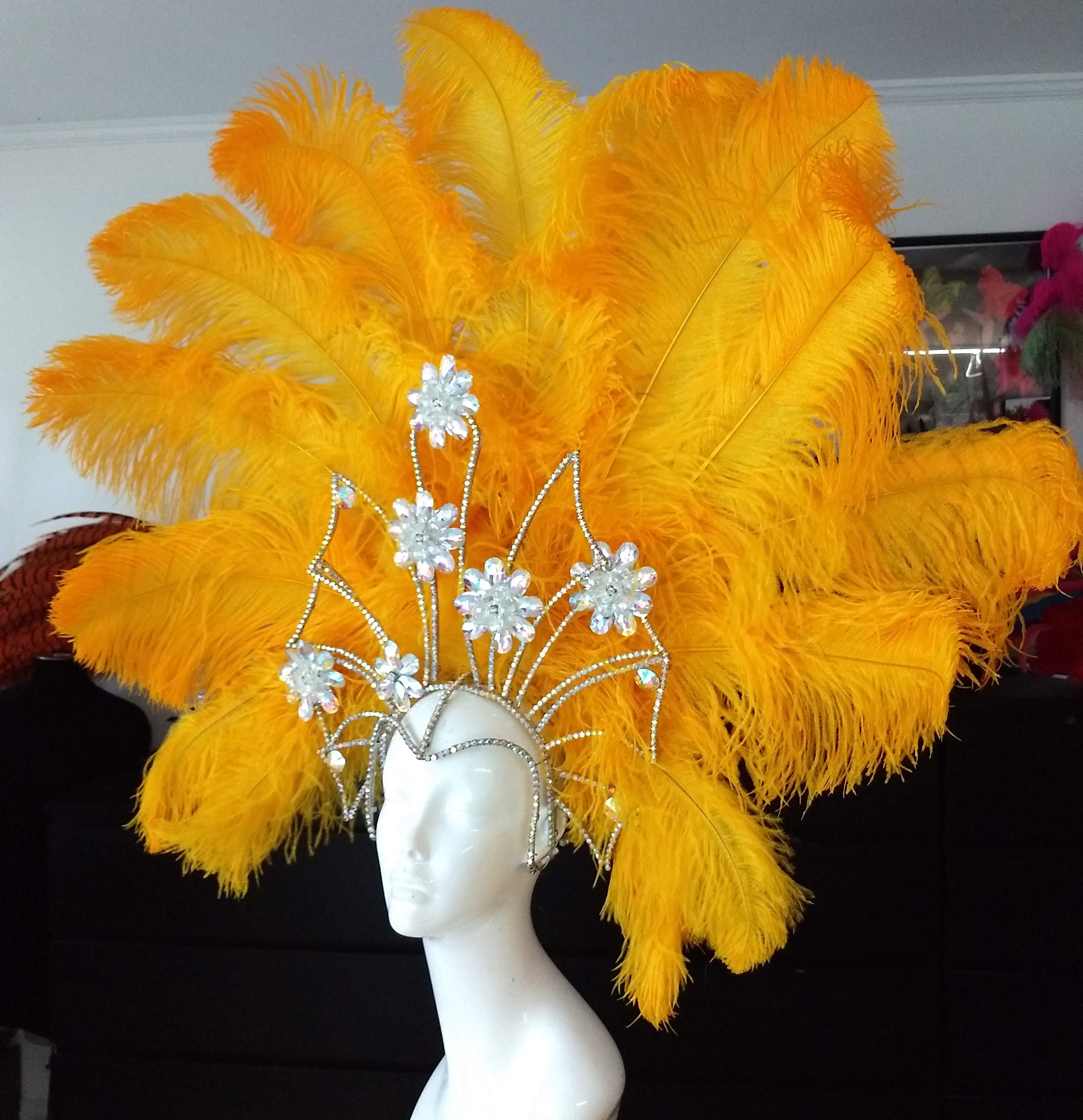Large Ostrich Feather Showgirl Headdress Carnival Headpiece Samba ...