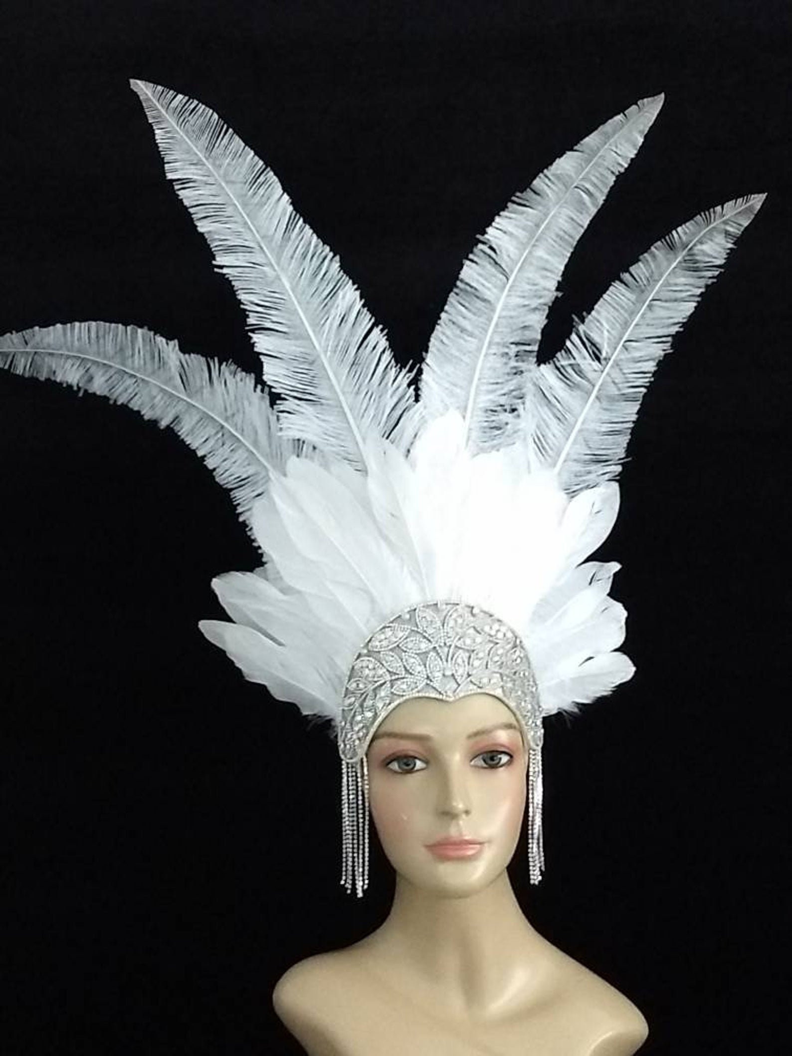 White Feather Headdress Samba Costume Feather Fantasy Fest Carnival ...