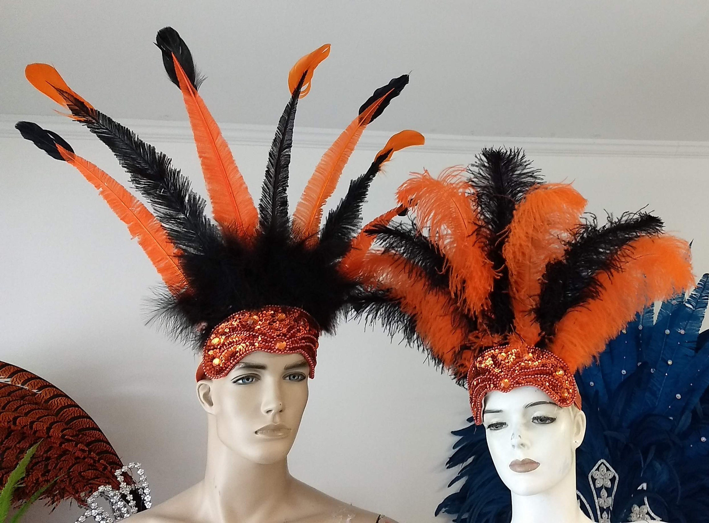 Carnival Feather Headdress Orange and 